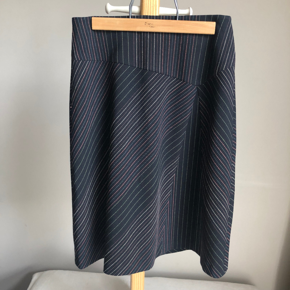 Ann Taylor Loft Striped A-line midi skirt 0P